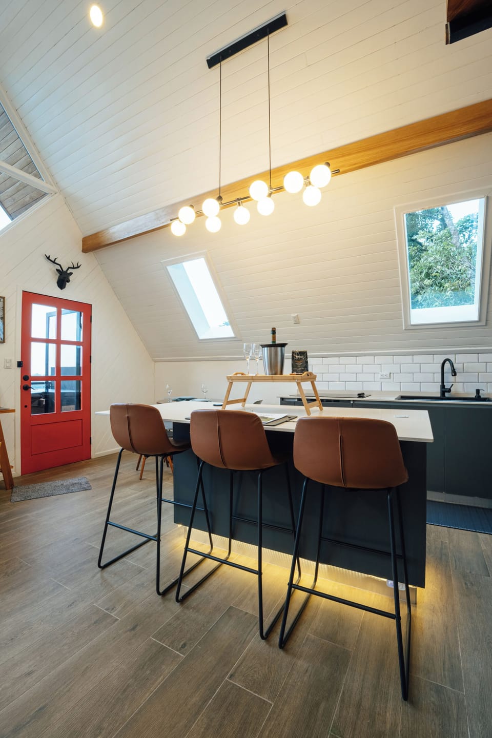 A-Frame in the Forest with Hot Tub, Fireplace and Mountain Views | Private kitchen | Coffee/tea maker, electric kettle, dining tables