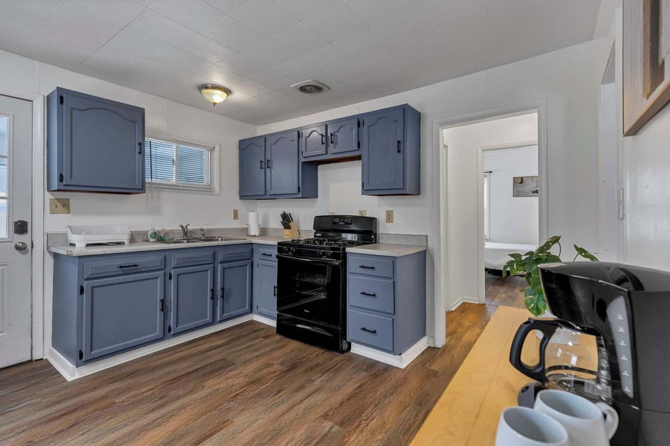  Bold blue cabinetry and modern appliances — a kitchen with serious personality