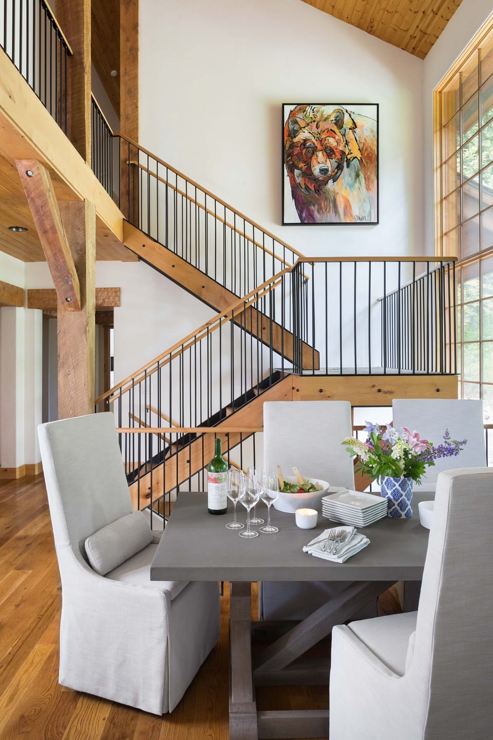 Dining table and stairwell