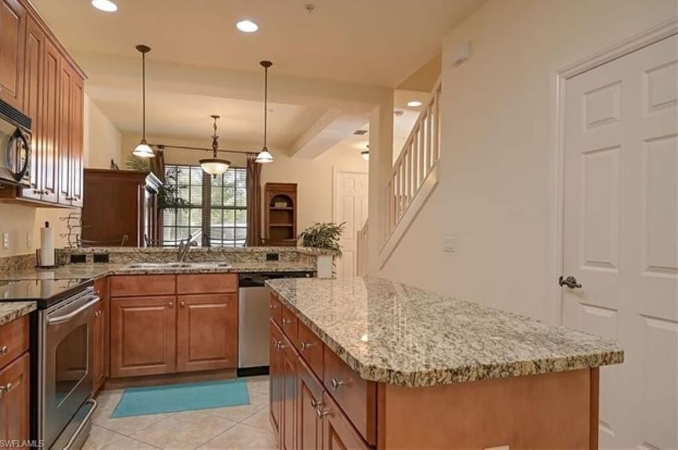 View from kitchen to dining room.