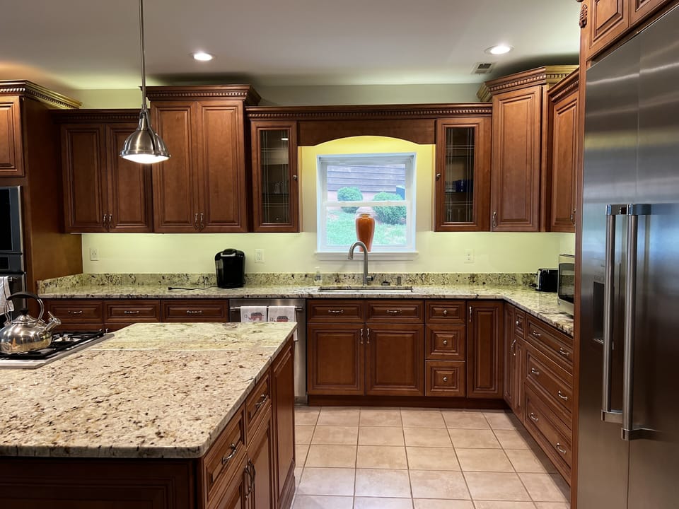 Gourmet appliances throughout the kitchen.