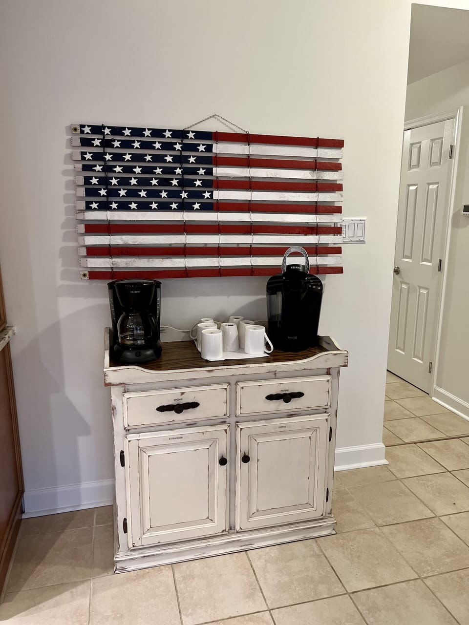 Coffee, filters, reusable pods  are provided to help start your get away.