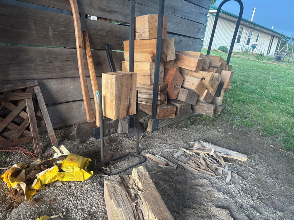 Free firewood in horse barn opening. You may like to bring starter.