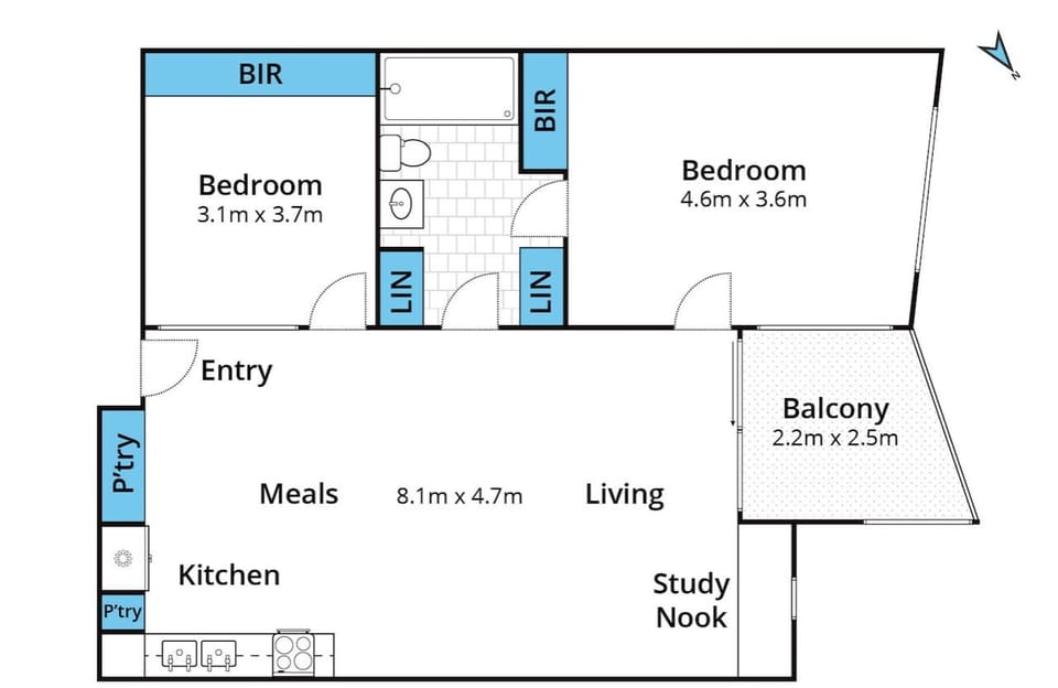 📐 Floorplan layout showing living, kitchen, and balcony spaces