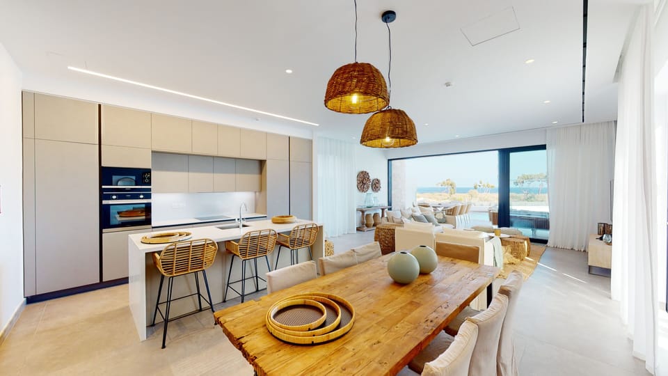 SEA VIEW VILLA POLYMNIA-22 | Private kitchen | Full-size fridge, microwave, oven, stovetop