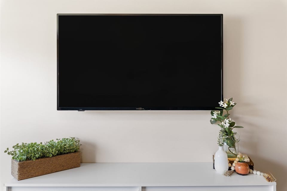 50" smart TV in queen bedroom to enjoy a movie in your room 