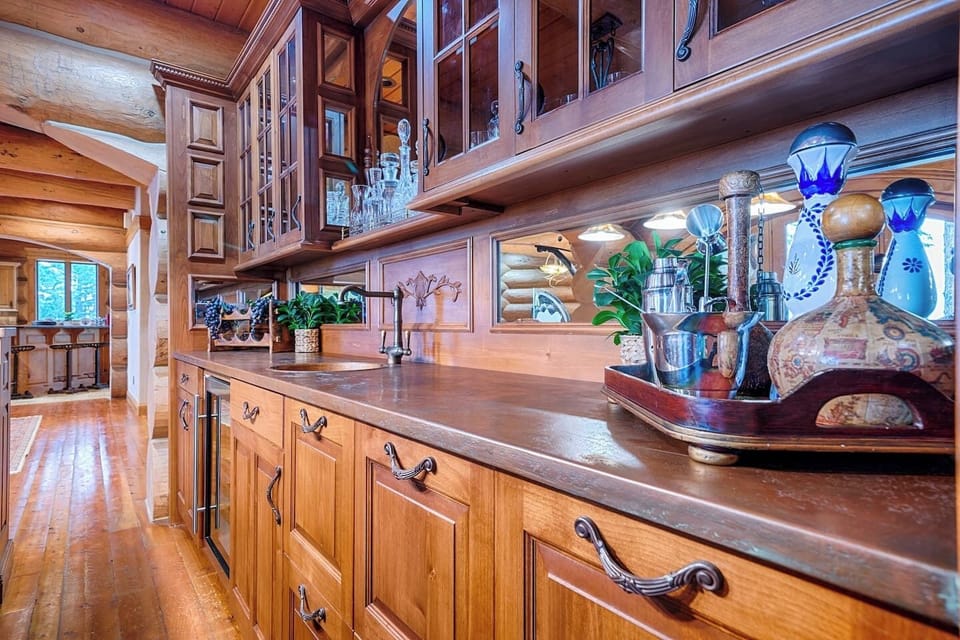 Bar area with copper counter tops