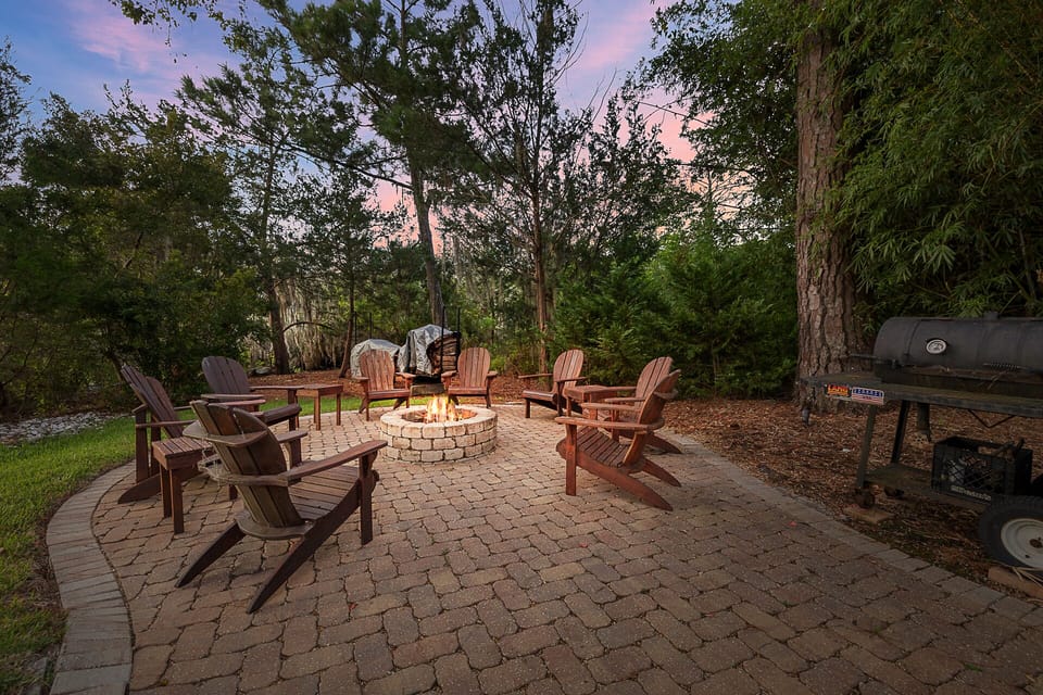 Enjoy a fun evening with family and friends around the wood burning firepit!
