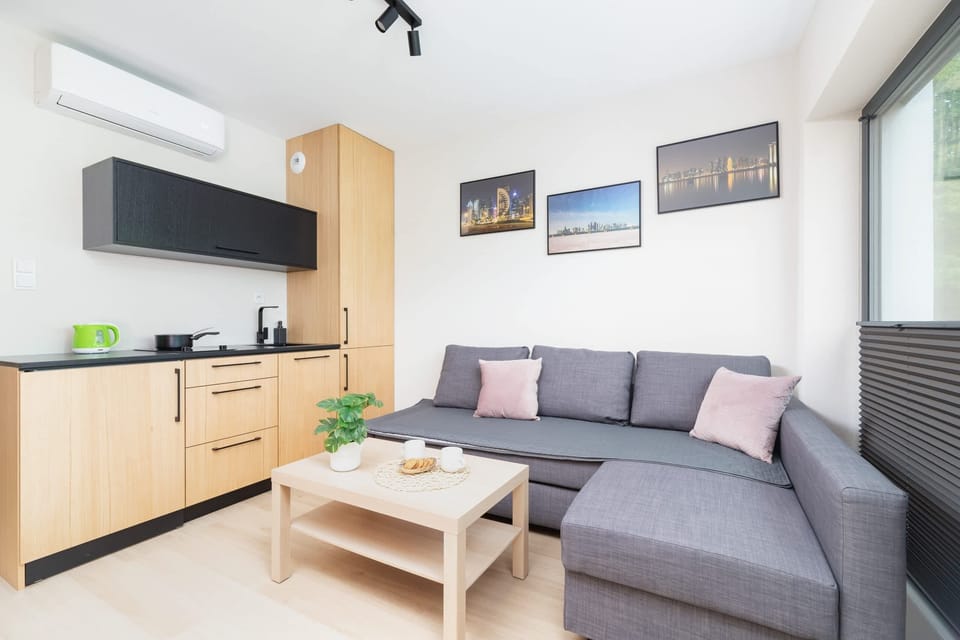 The living area's decor combines elegance with functionality. 