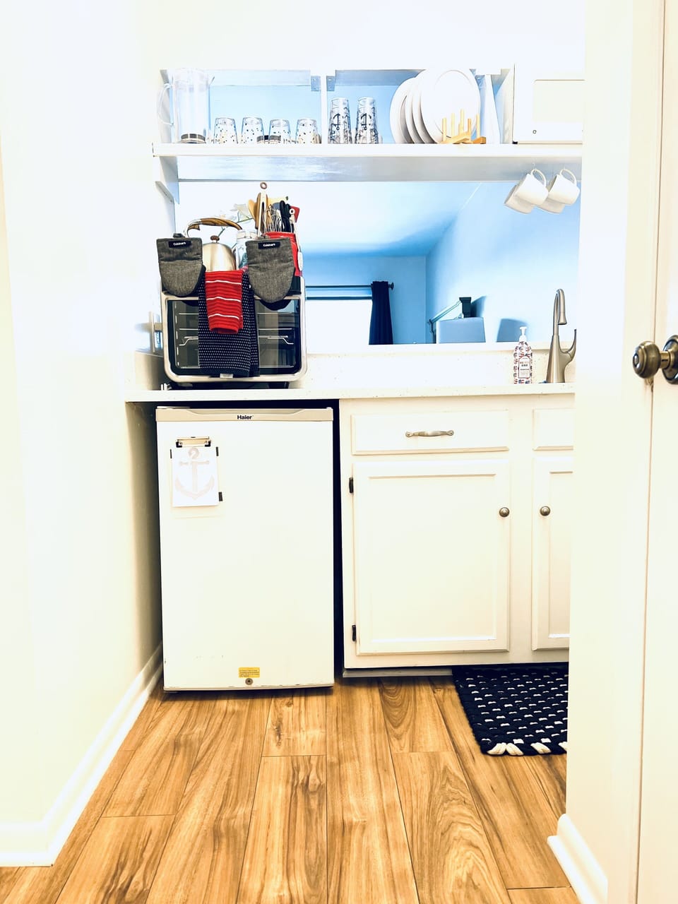 Kitchenette and Nija Air Fry Oven and Mini Fridge