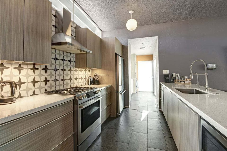 Chef's kitchen with state-of-the-art appliances.