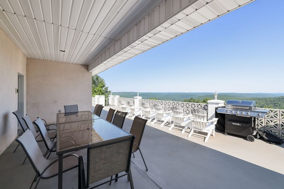 A spacious patio with panoramic mountain views