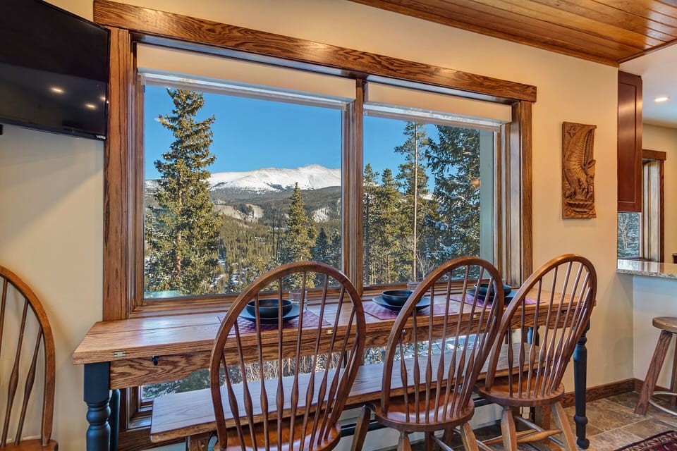 Kitchen breakfast table with views of Mount Baldy (13,690 feet)
