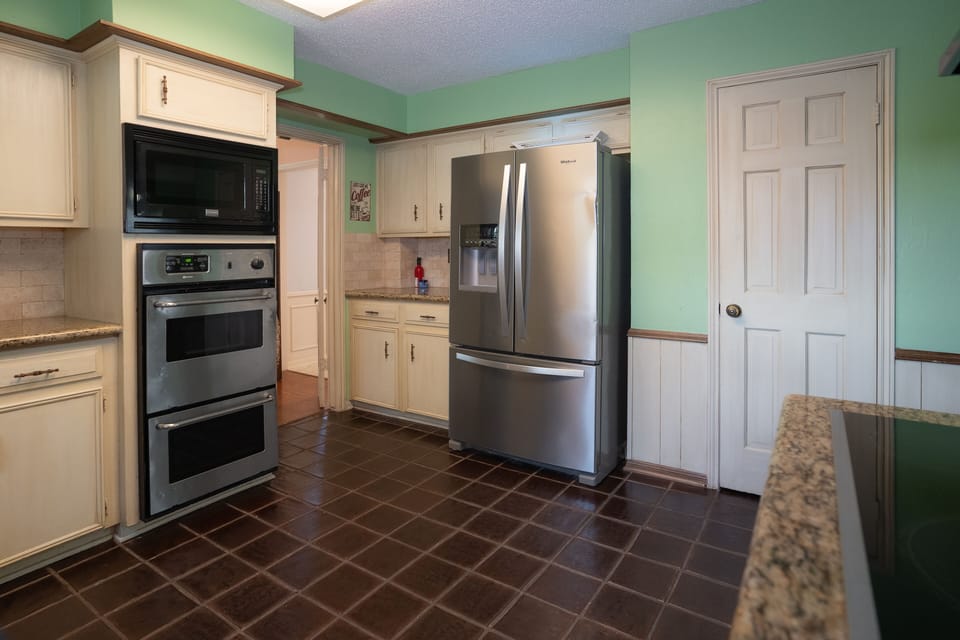 ...coffee maker, toaster, refrigerator, freezer, and pantry.
