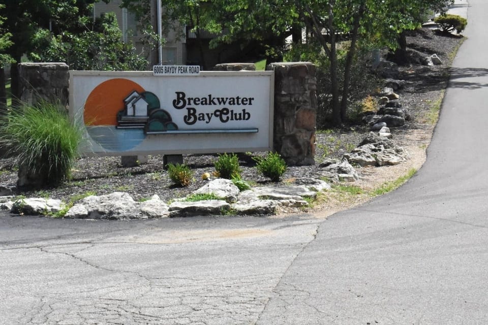 Turn left at this sign to enter the condo complex