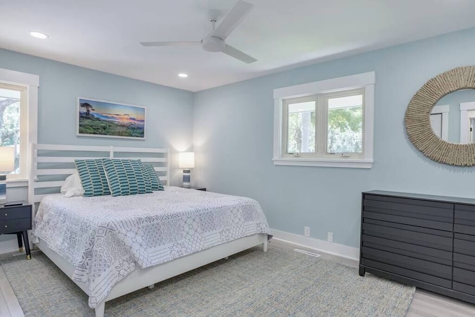 Upstairs master. King size bed with bathroom attached. 