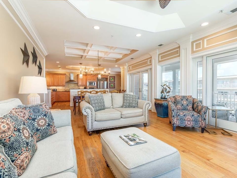 Townhome, Multiple Beds, Kitchen, Beach View | Living area | 50-inch flat-screen TV with cable channels