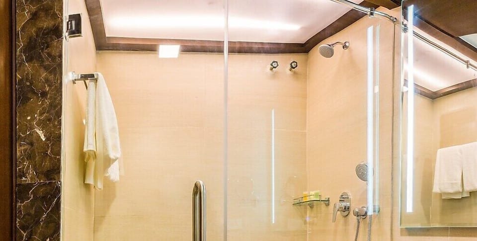 Family Room | Bathroom | Shower, free toiletries, hair dryer, towels