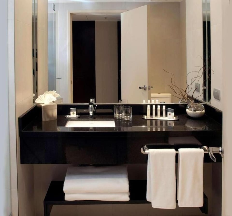 Room, 1 Queen Bed | Bathroom | Hair dryer, bathrobes, towels