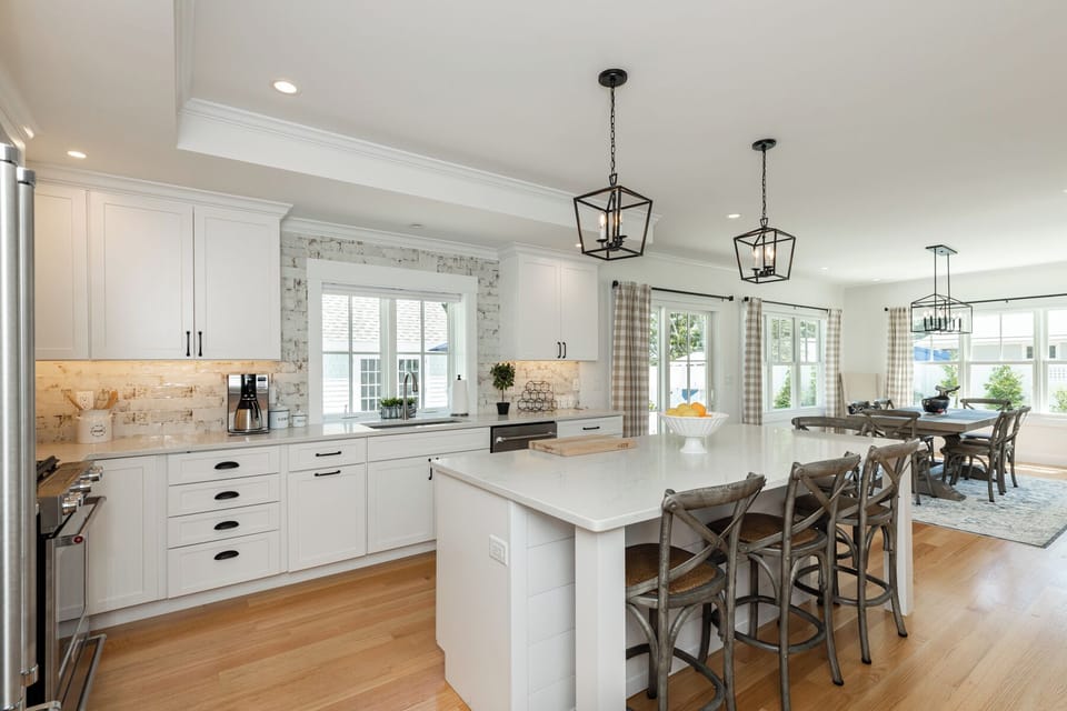 Kitchen and island