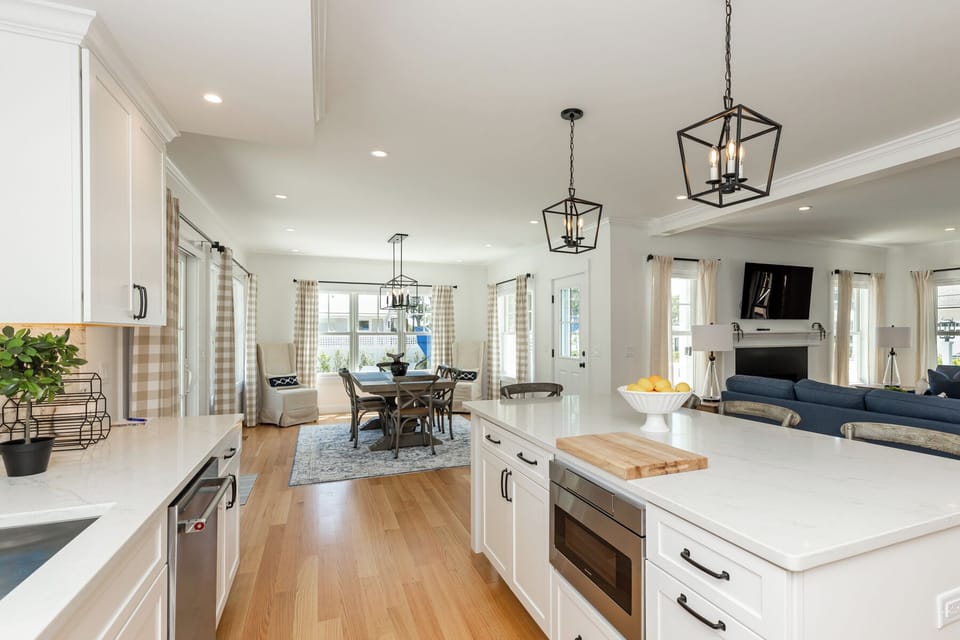 Kitchen and island