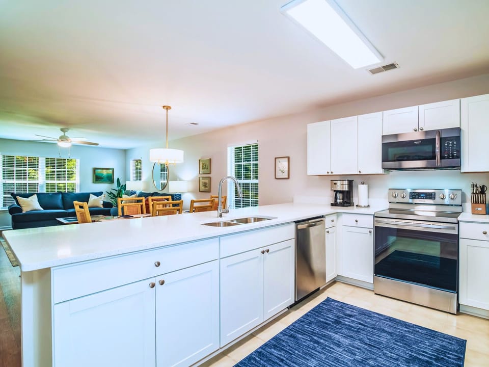 Kitchen equipped with granite countertops and everything you need to make meals!