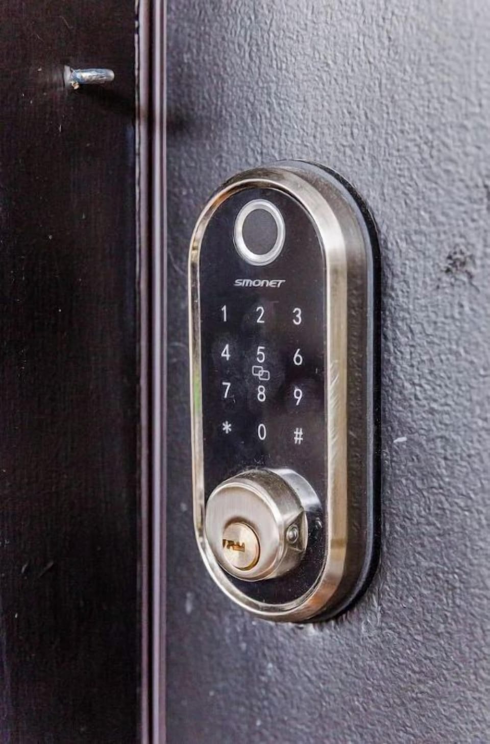 Keypad for self check-in. We use a unique code timed for each guest.