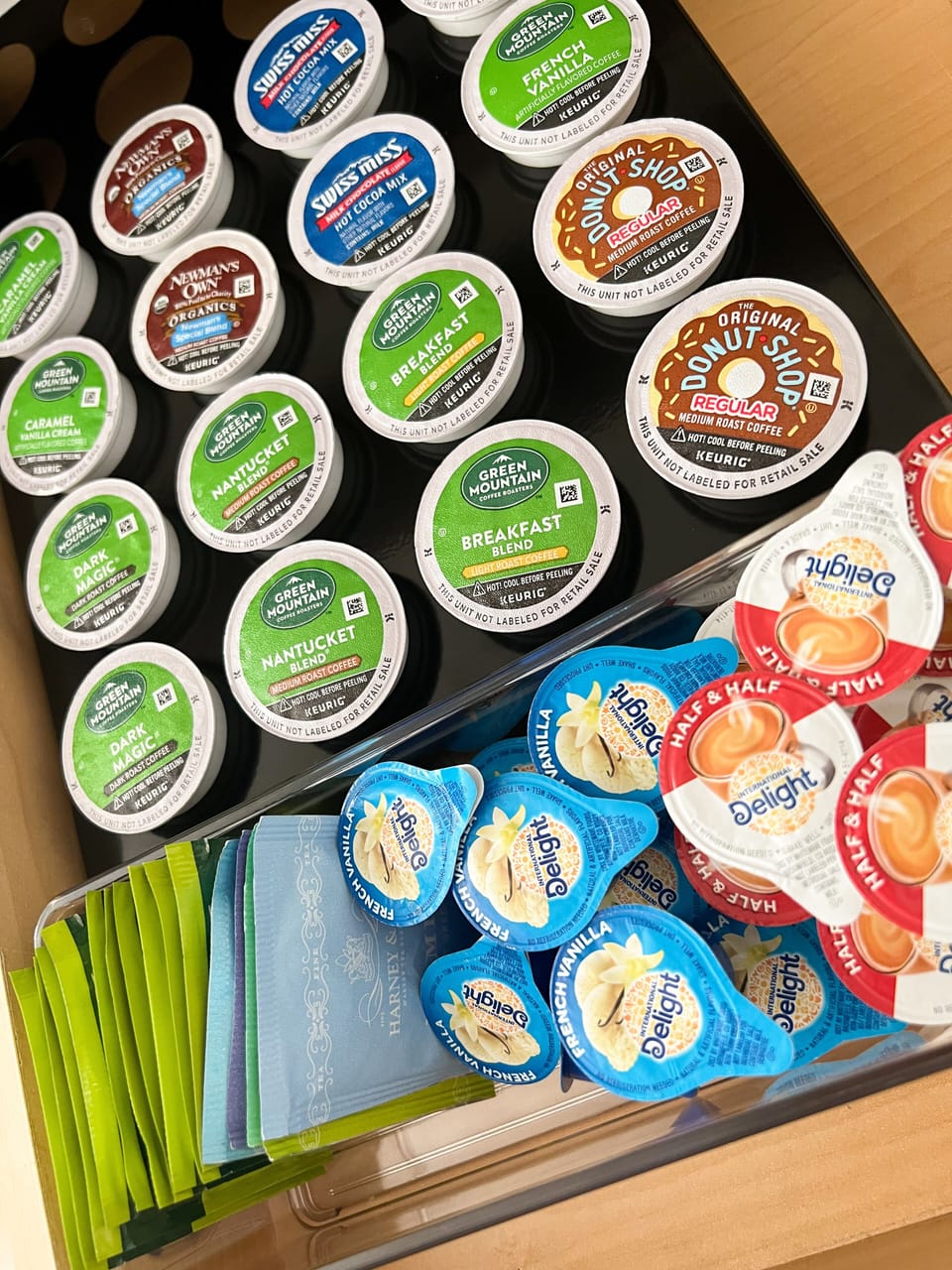 Plenty of free coffee and creamers - pick your favorite flavor!