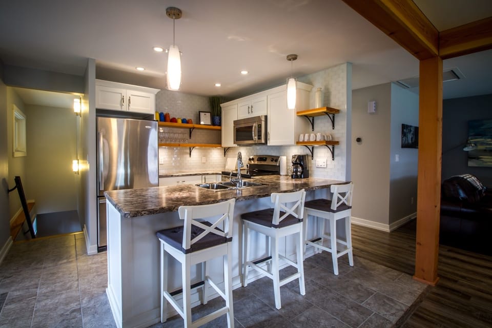 Luxury House | Private kitchen | Espresso maker, coffee/tea maker, full-size fridge, microwave