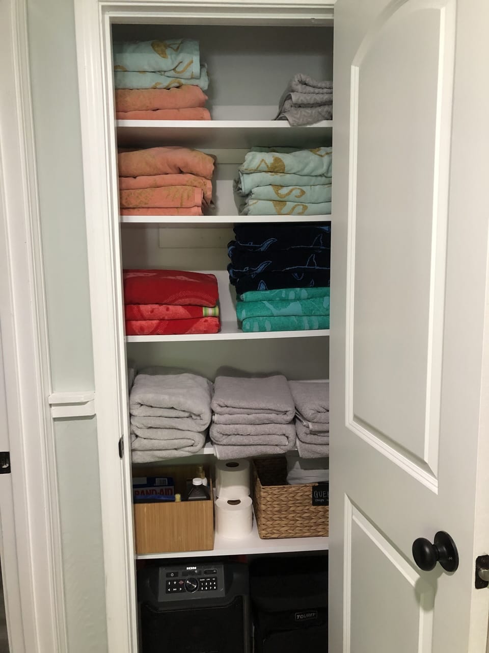 Stocked with bath/beach towels, first aid/sunscreen, BT stereo & dock cooler 