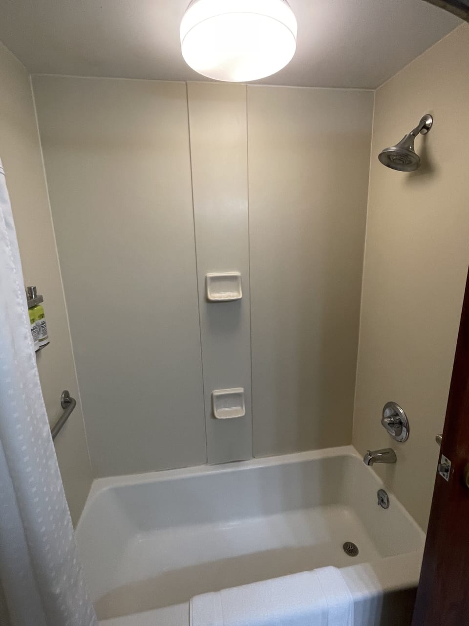 Combined shower/tub, free toiletries, hair dryer, towels