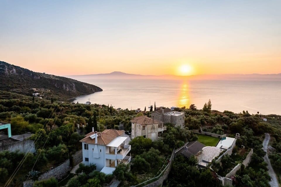 Cherish the day's finale with a spectacular sunset panorama unfolding from our property