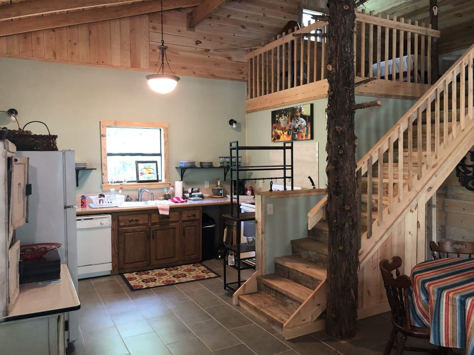 The kitchen with loft above