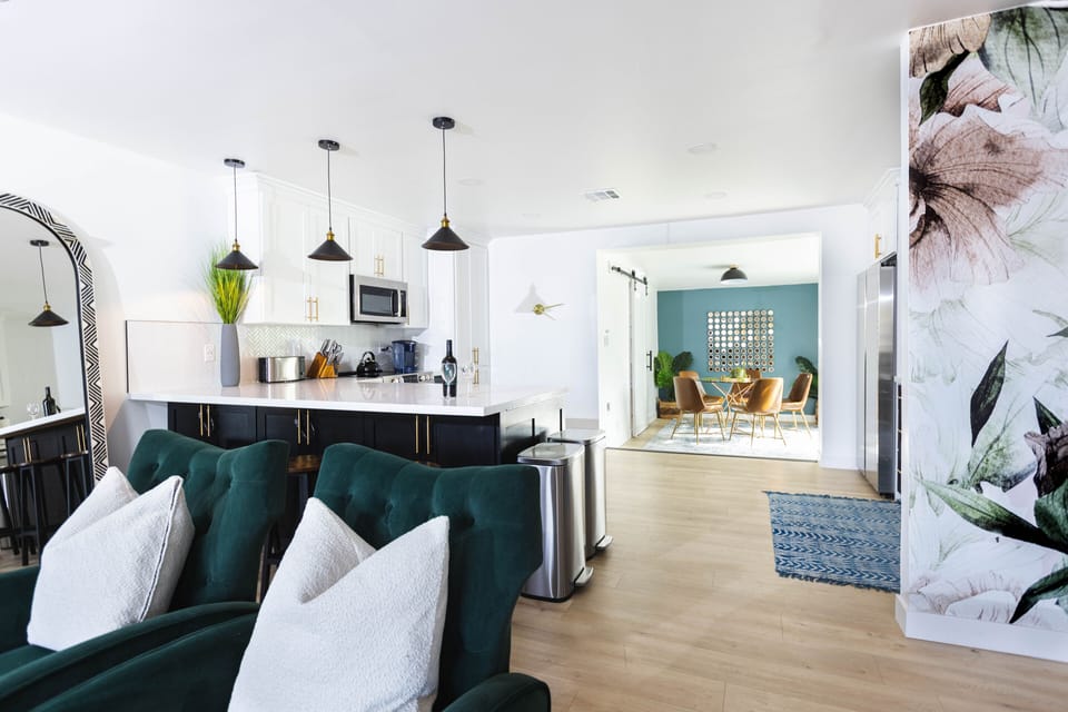 Relax in this open concept Living room, Kitchen and Nook