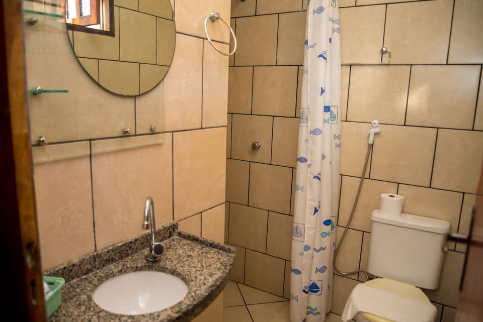 Shower, towels, soap, shampoo