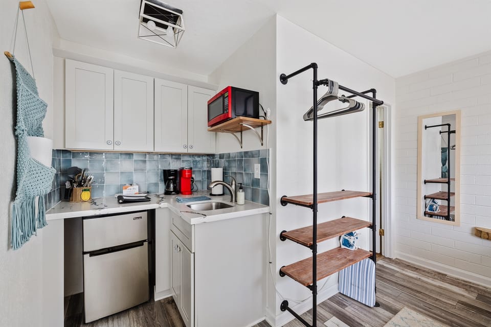 Kitchenette with mini fridge/freezer to help you save $$ eating in.