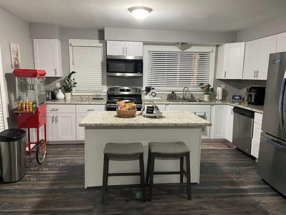 The kitchen is well equipped with everything you need. 
