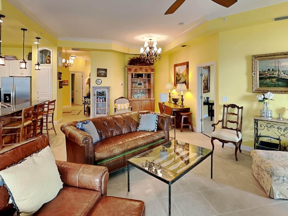 Condo, Multiple Beds, Patio, Pool View (SW0121) | Living area | 40-inch TV with digital channels