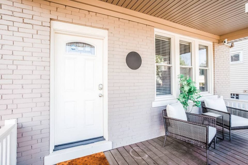Front porch for drinking coffee or sitting outside.  Furniture from PB