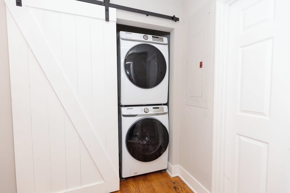 Full-sized washer and dryer in unit