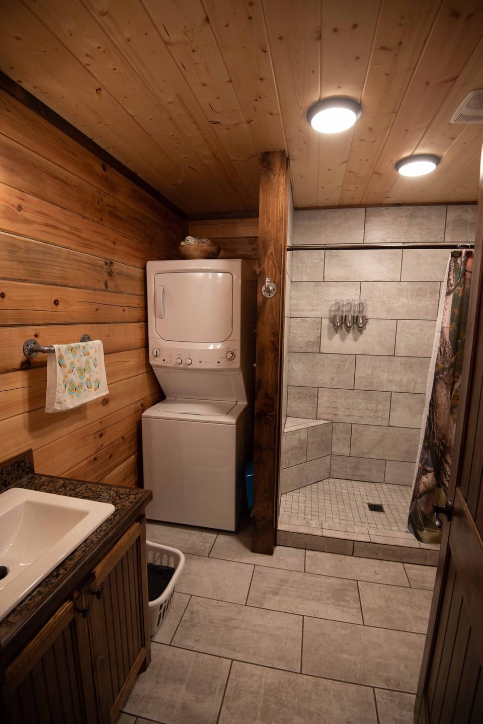 Walk in shower and Washer/Dryer combo