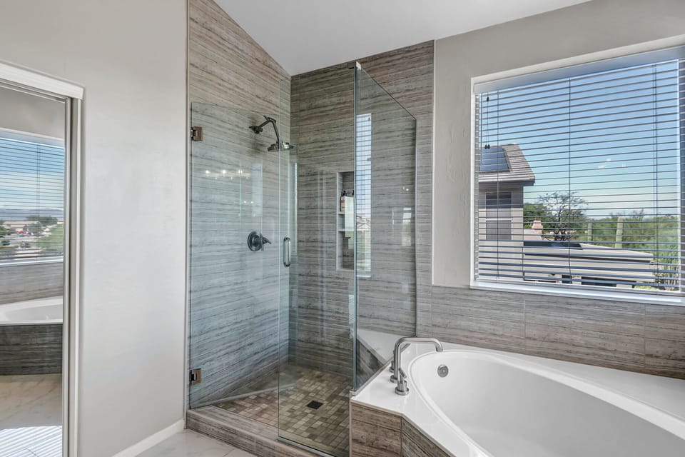 Large Walk in Shower and Large Soaking Tub
