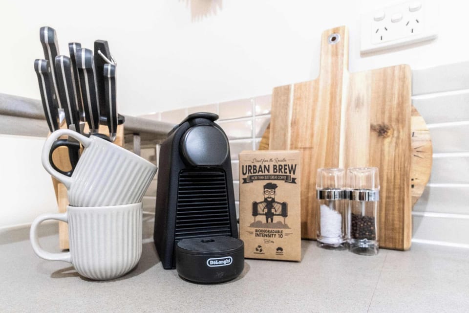 We supply a Nespresso machine and pods for coffee lovers.