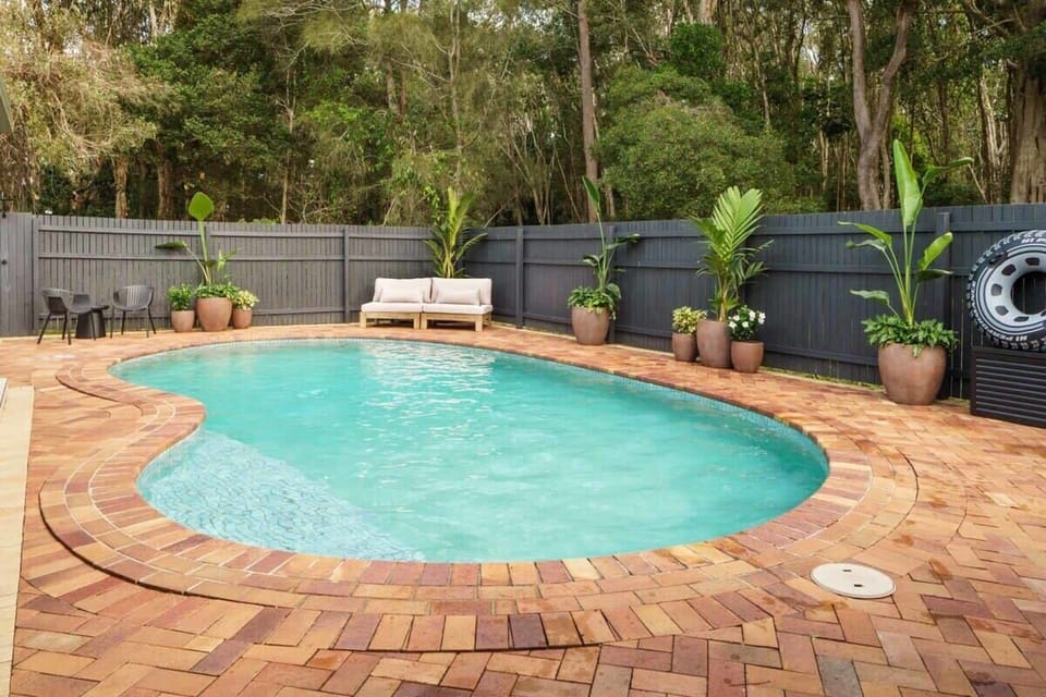 A tranquil outdoor heated pool