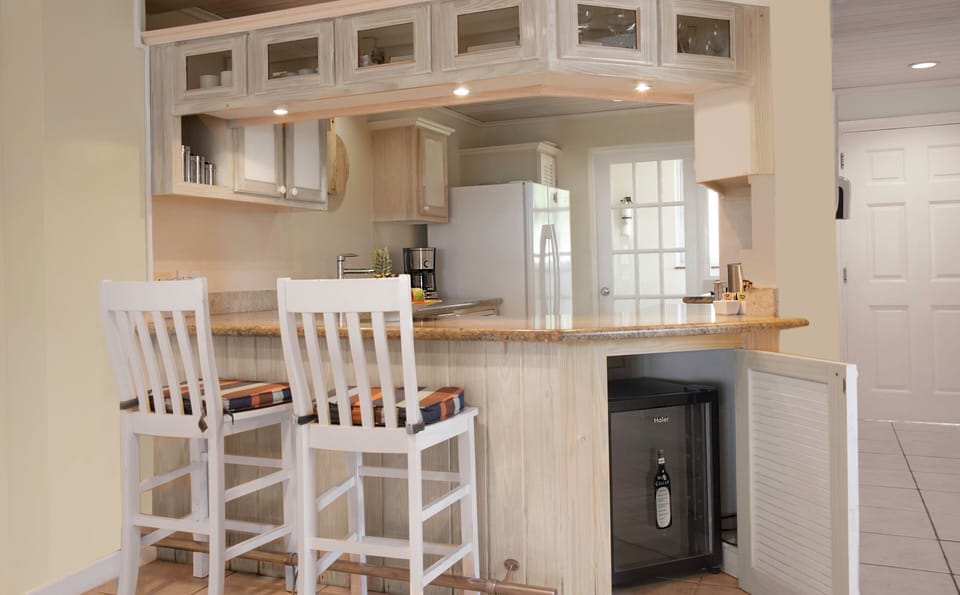 Kitchen area with wine cooler