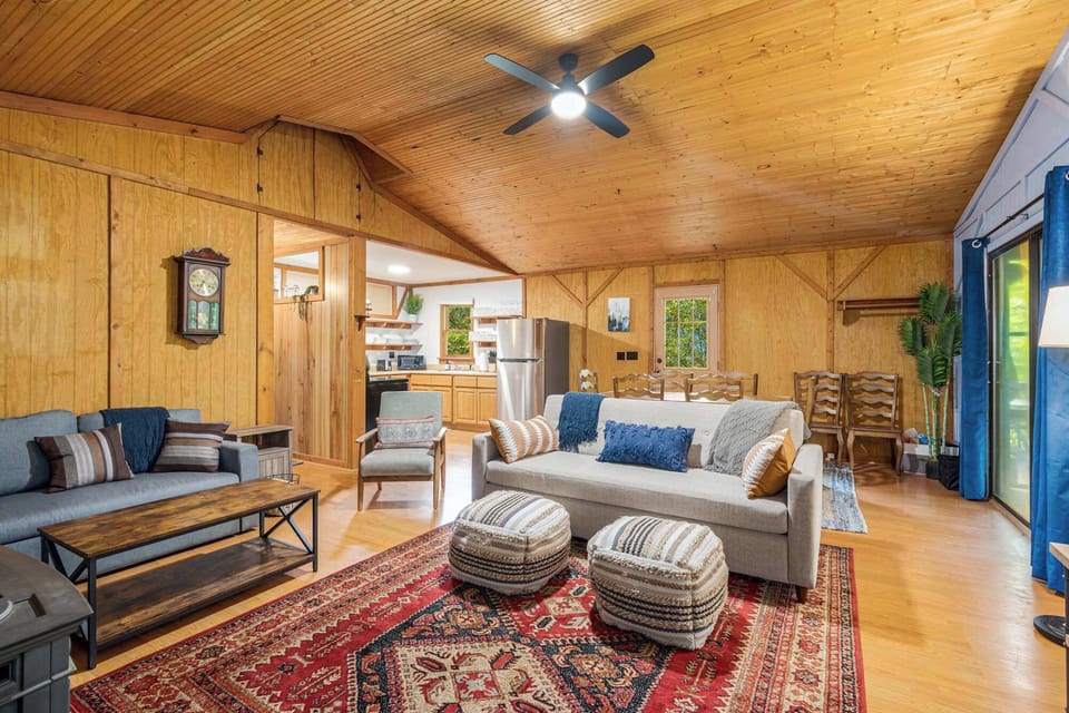 The gray sofa is also a sleeper sofa - if you need extra space.