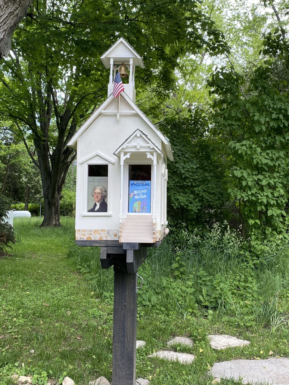 Village Little Free Library.. Take a book, leave a book! 1 block from cottage.