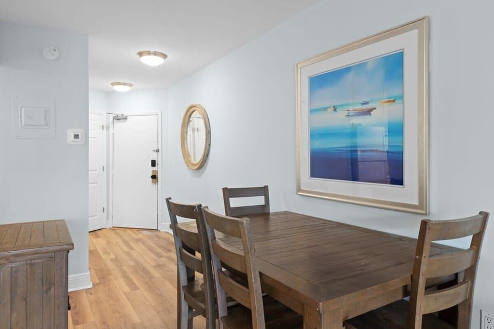 Dining area with seating for up to four guests