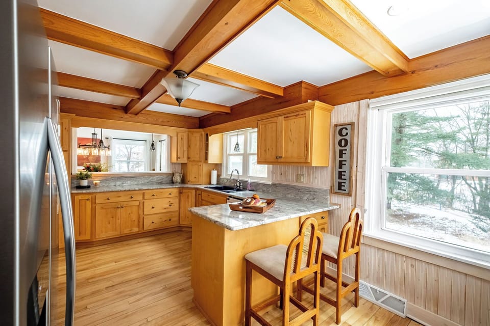 Kitchen view from the front entryway.