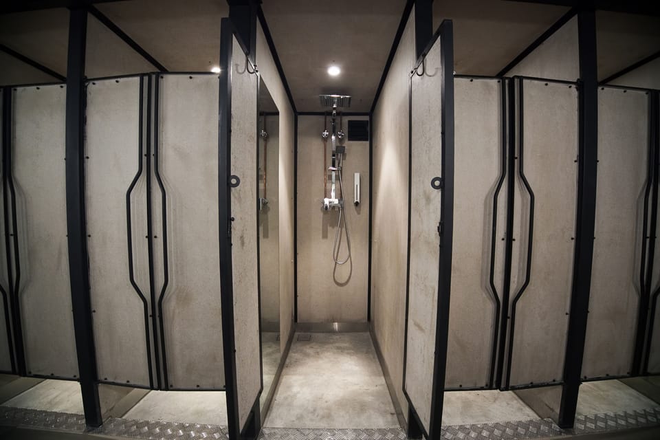 Shower, free toiletries, slippers, bidet